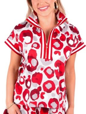 Emily McCarthy POPPY PULLOVER top Burgundy Collegiate Cheetah